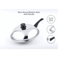 BUFFALO S/STEEL 3-PLY ROUND BOTTOM WOK WZ LH