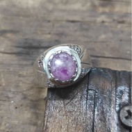 Delima Burma Batu Permata Asli Cincin Perak Burmese Ruby Natural Gem Gemstone Silver Ring