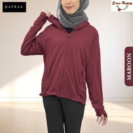 QAYRAA UPF50+ Cap Jacket Jogging Jacket Sport Anti-UV Hoodie /Size S-3XL/Black/Blue/Maroon/Grey/Dust