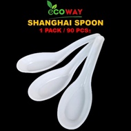 Shanghai Spoon [ 90pcs± ] Shang Hai Spoon Spoon White - Disposable Plastic Cutlery Disposable Spoon 