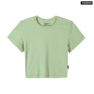 Yuedpao[ใหม่ล่าสุด] รุ่นโคตรนุ่ม เสื้อครอป Crop Top นุ่มตั้งแต่กำเนิด ยืดแต่ไม่ย้วย ยับยาก ไม่ต้องรีด สี Soft Green
