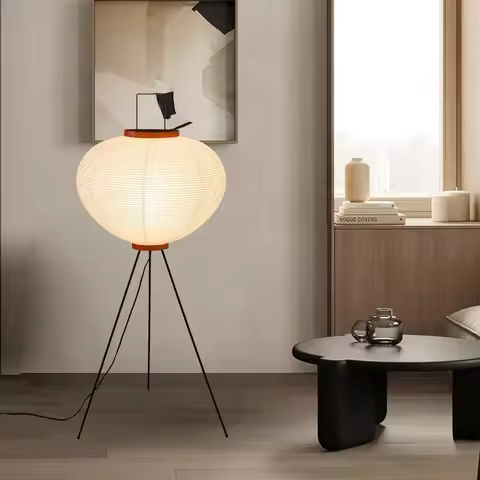 Japanese Noguchi Akari Rice Paper Floor Lamp Wabi Sabi Vintage Standing Light for Living Room Bedroo