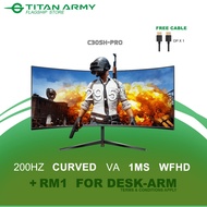 TITAN ARMY 30” Curved VA WFHD 200Hz 1ms 92%sRGB Adaptive Sync R1800 Ultrawide Gaming Monitor (C30SK-