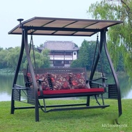 W-8&amp; Outdoor Swing Rocking Chair Outdoor Double Three-Person Swing Chair Courtyard Garden Hanging Chair Basket Rattan Ch
