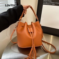 Casual Plain Bucket Bag Pleats Drawstring Versatile Small shoulder bag for Women LFA76018