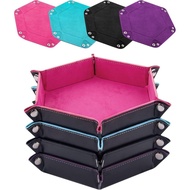 SIQUK 4 Pieces Dice Tray Hexagon Dice Rolling Holder Folding PU Leather Dice Trays for Dice Games Li