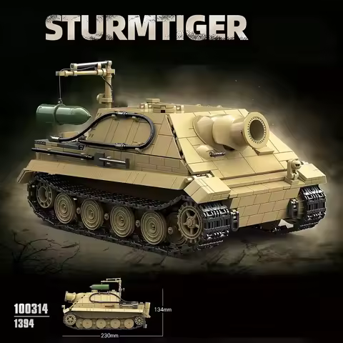 1394 PCS MOC Sturmtiger Assault Howitzer Building Blocks Set, DIY Military Tank Decor, Desktop Army 