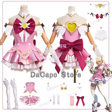 Overwatch 2 DokiWatch Juno Cosplay Mythic Skin Outfit Pink Dress Hero Costumes Clothes Halloween Fan