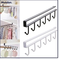 MUNDAN Mug Hooks Under Cabinet, Multifunction 6 Hook Cups Holder,  Space Saving Hanging Adjustable M