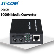 JT-COM Gigabit Ethernet Fiber Media Converter with a Built-in 1.25G Singlemode SC Transceiver10/100/