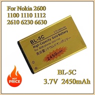 New BL 5C Battery 3.7v Rechargeable Li Ion Batteries BL5C 2450mAh for Nokia 2600 1100  2610 1110 111