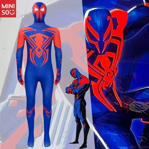 Spider-Man Across The Spider-Verse Miguel O'Hara Cosplay Suit, Red Blue Bodysuit for Kids & Adults