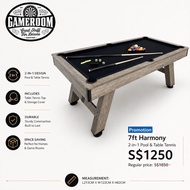 7ft Billiard Pool Table with Table Tennis & Storage Cover. 3 in 1 Pool Table
