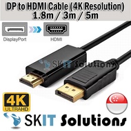 1.8M / 3M / 5M DP Display Port Displayport to HDMI Male Cable 4K*2K Adapter Resolution TV Projector 