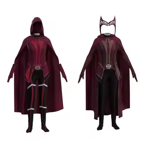 Female Wanda Maximoff Cosplay Costume Scarlet Witch Headwear Cloak and Pants Full Set Outfit Hallowe