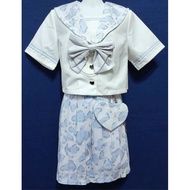 NEW Kawaii Cute Gyaru Pastel Blue Leopard Print Sailor Seifuku Japanese Uniform Two Piece Outfit Set