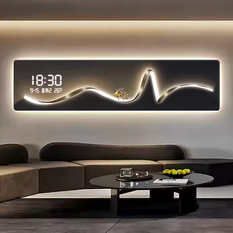 Date Luxury Large Wall Clock Design Silent Light Plug Aesthetic Wall Clock Digital House Horloge Mur