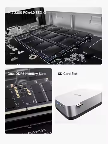 MINISFORUM AI X1 Pro AMD Ryzen 9 HX 370 Fingerprint Copilot PC 128GB 4TB WiFi7 BT5.4 135W Desk Offic