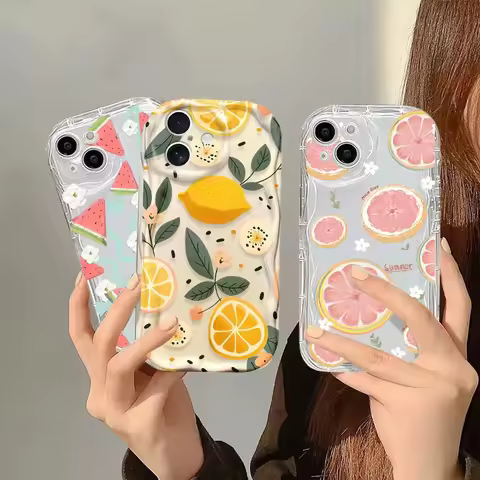 Korean Cute Yellow Lemon Fruit Flower Phone Case For OPPO Reno 13F 12F 11F 5G 8 11 12 13 Pro 8T Reno