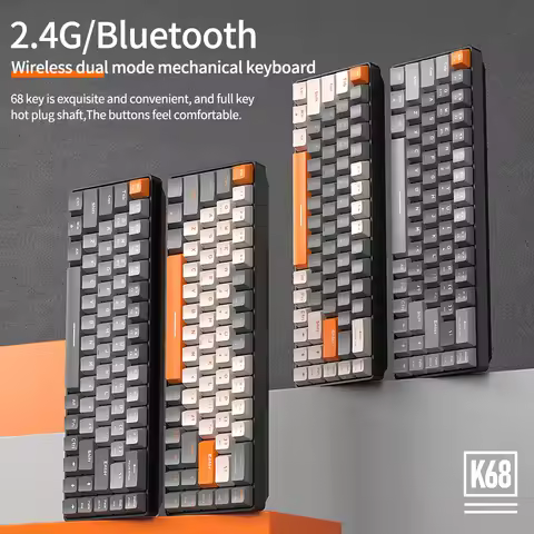 65% Wireless Mechanical Keyboard Bluetooth Dual Mode Hot-Swap Ziyoulang K68 Mini Keyboard 68-Key Red