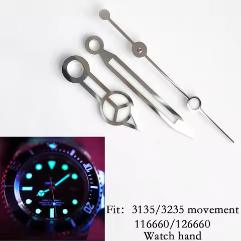 Ice blue luninous watch Hand fit for SEA116660 126660 126600 Cal.3135 3235 Watch Movement