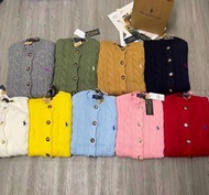 💜Polo Ralph Lauren RL  sweater coat 拉夫勞倫  刺繡細絞花麻花紐扣圓領外套針織衫毛衣