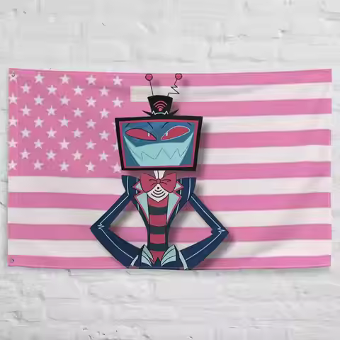 Hazbin Hotel Vox Pink American Flag Decorative Home Objects Outdoor Decorations Room Decoration Gara