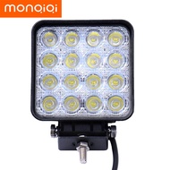 MONQIQI 4PCS Lampu LED Sorot Tembak Worklight Mobil Motor 48 Watt 16 Titik Mata 48Watt Offroad 48W W48 9-32V DC Tahan Air Lampu Kerja 103 Penilaian