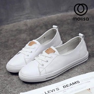 Molisa รองเท้า รองเท้าแฟชั่น รองเท้าทรงผ้าใบ หนังแท้ 100% Leather flat shoes sneakers shoes-1710 รอง