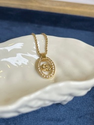DIOR OVAL CRYSTAL NECKLACE 閃石橢圓頸鏈 項鍊 日本中古vintage