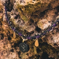 【魔法符文】治癒盧恩符文 木鑲嵌編織頸鏈