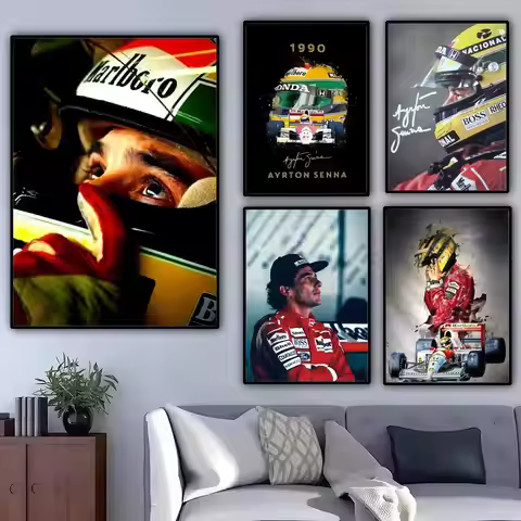 F1 A-Ayrton Senna Painting Calligraphy Canvas Poster: Crease Free Waterproof Durable All Space Wall 