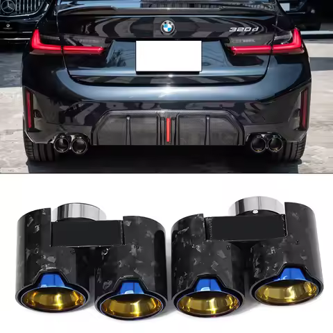 Quad Carbon Fiber Exhaust Tip For BMW G20 G21 320i 320d 330i 330d 330e No Welding Muffler Tip Nozzle