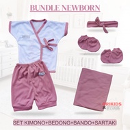 Bundle Set Kimono Swaddle Sartaki Headband for Newborn Girls 0-3 Months Newborn Baby Clothing Set
