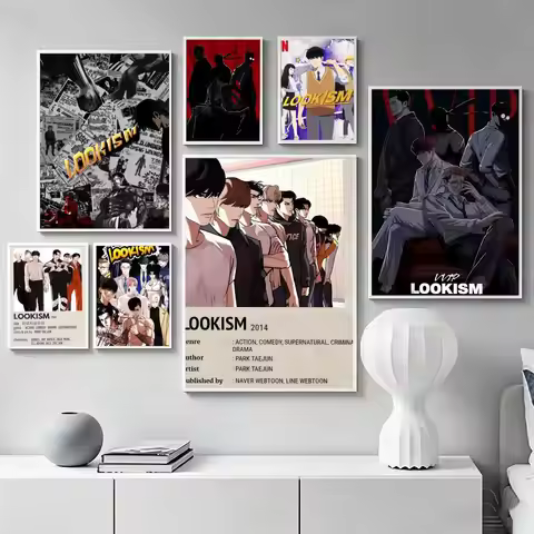 Manhwa L-Lookism Poster Premium Art Wall Decor, Simple Ornament for Living and Leisure Areas