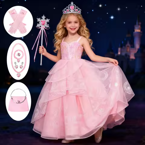 Children Pink Witch Dress Wicked Glinda Elphaba Clothes Cosplay Costume Girls Halloween Costume Kids