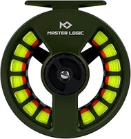 Master One Fly Fishing Reel 5/6wt, Quick Push Button Switch, Durable Pre-Loaded Fly Reel with Line C
