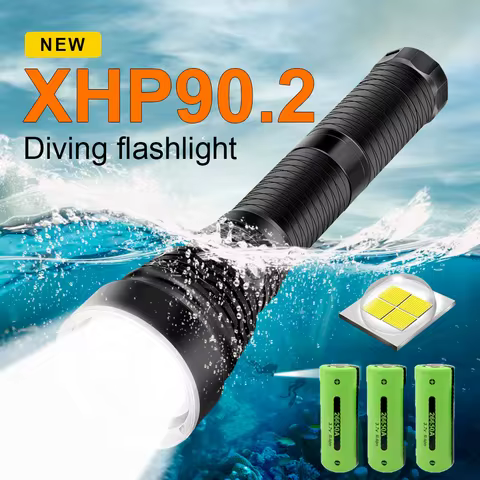 XHP90 Ultra Powerful Rechargeable Led Diving Flashlight Long Shot Strong Light Underwater Lantern Bi