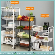 3/4/5 Tiers Utility Cart with Wheels/ Kitchen Trolley Storage Cart Shelf with Locking Wheels