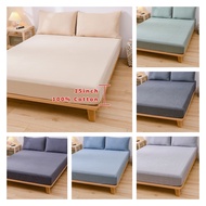 Missdeer 100% Cotton Fitted Bedsheet height 15inch 40cm Heighten and Thicken Queen / King Size Cadar