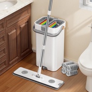 CTIME Large Mop and Bucket Set with 7-Layer Scrapers,Flat Mop with Wringer Set for Home,Wet Dry Mop 