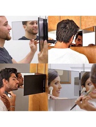 1入組 3面摺疊理髮鏡,360度可調式鏡面,適用於理髮、剃鬚、造型、染髮和化妝,配可調節高度托架,便攜旅行,適用於臥室、浴室使用（黑色）