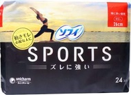 Uni -Charm Sophi Sports（運動）通過餐巾紙錯位，尤其是許多白天羽毛26厘米24張紙