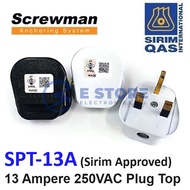 Screwman 13A Plug Top 3 Pin Plug with Sirim Approved - SPT-13A