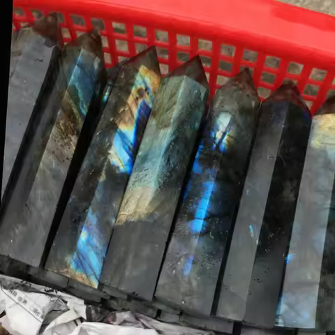 5.91" Tall Labradorite Stone Single Pointed Hexagonal Prism Crystal Point Wand Home Decor Stone Craf
