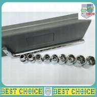 10PCS 1/2" DRIVE BOX SOCKET SET 8MM - 21MM (MLG-1810) SET SPANAR BOX SPANAR BOX SET TOOL BOX SPANAR 