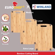 ▥◙┋EUROCHEF by Winland Non-slip Pure thick Bamboo Cutting Board Wooden Food Serving Tray Chopping Bo