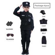 Congme 6pcs/set Policeman Costume for kids Army Policeman cosplay Police Uniform for Kids Boys Girls  Long/Short Sleeves
