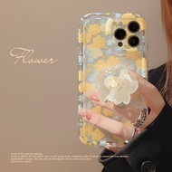 Case For iPhone 11 iPhone 14 13 12 11 Pro Max Fragmented Flowers Phone Case Quicksand Holder TPU Soft Shockproof Protective Cover
