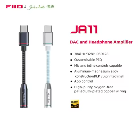 FiiO JA11 USB Type C to 3.5mm Earphone/Headphone Adapter USB C Cable USB C to 3.5 Audio Aux Cable Fo